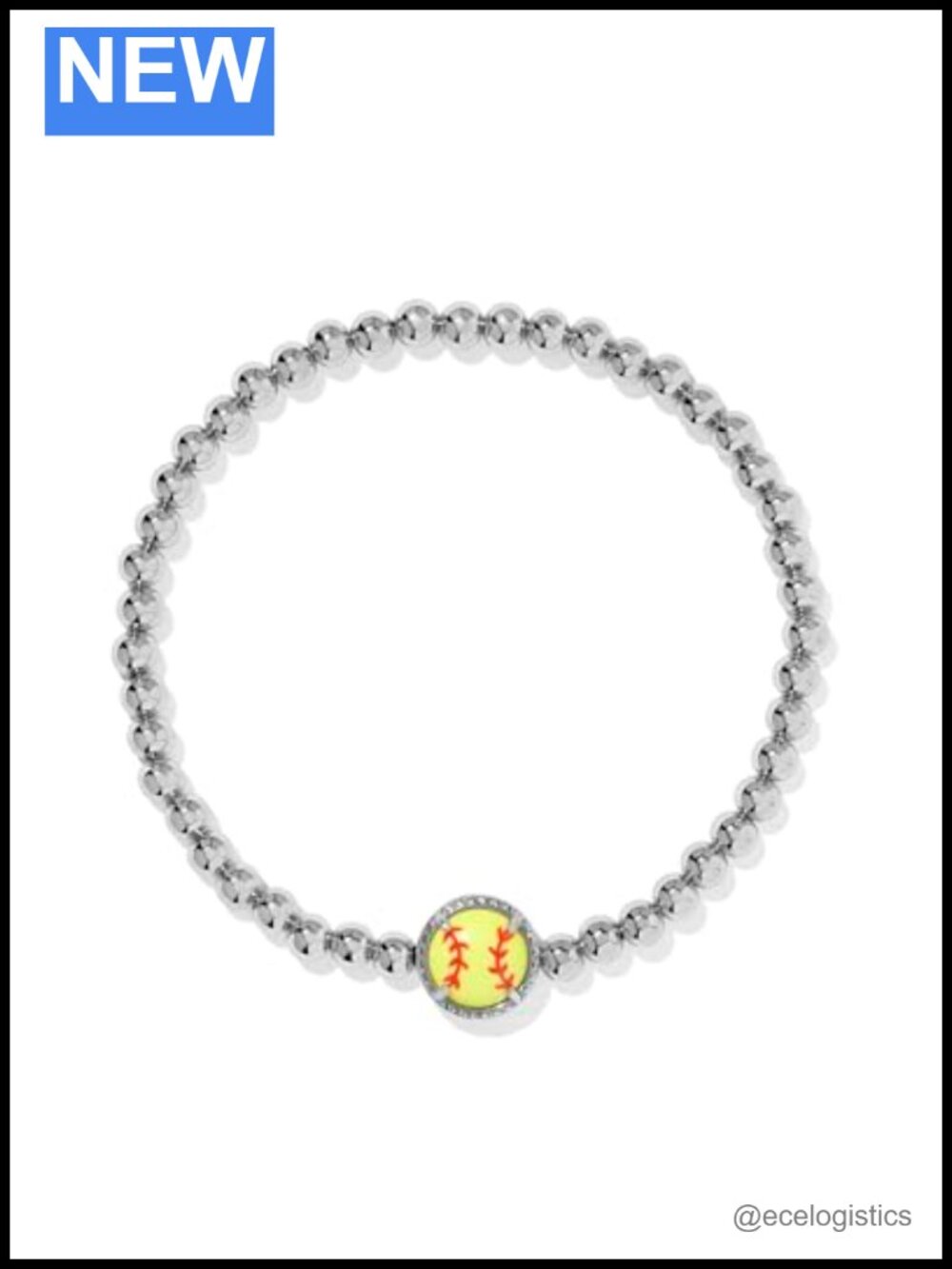 Kendra Scott Softball Stretch Bracelet Rhodium Plated Brass Beaded